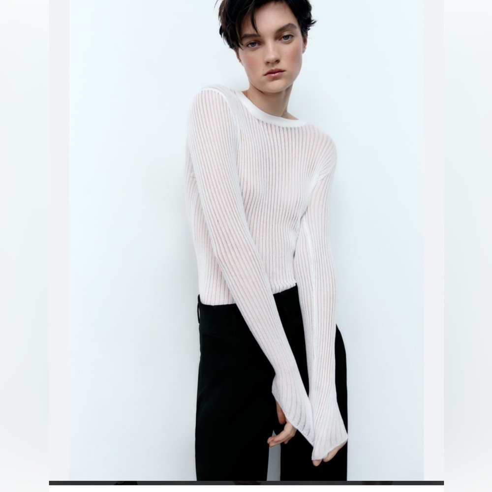 Zara Ribbed Knit Top Size S